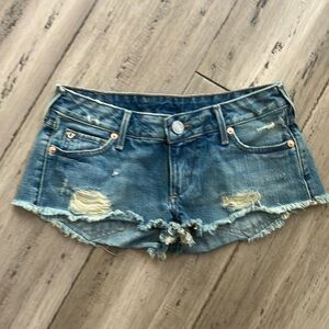 True Religion Original Joey Vintage Stonewash Low Cut Off Jean Denim Shorts 25